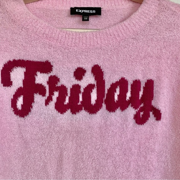 Pink Friday Graphic Fuzzy Eyelash Sweater - Picture 3 of 5